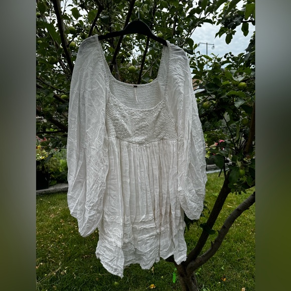 FREE PEOPLE Ari Mini Smock Dress, Ivory - Picture 12 of 14